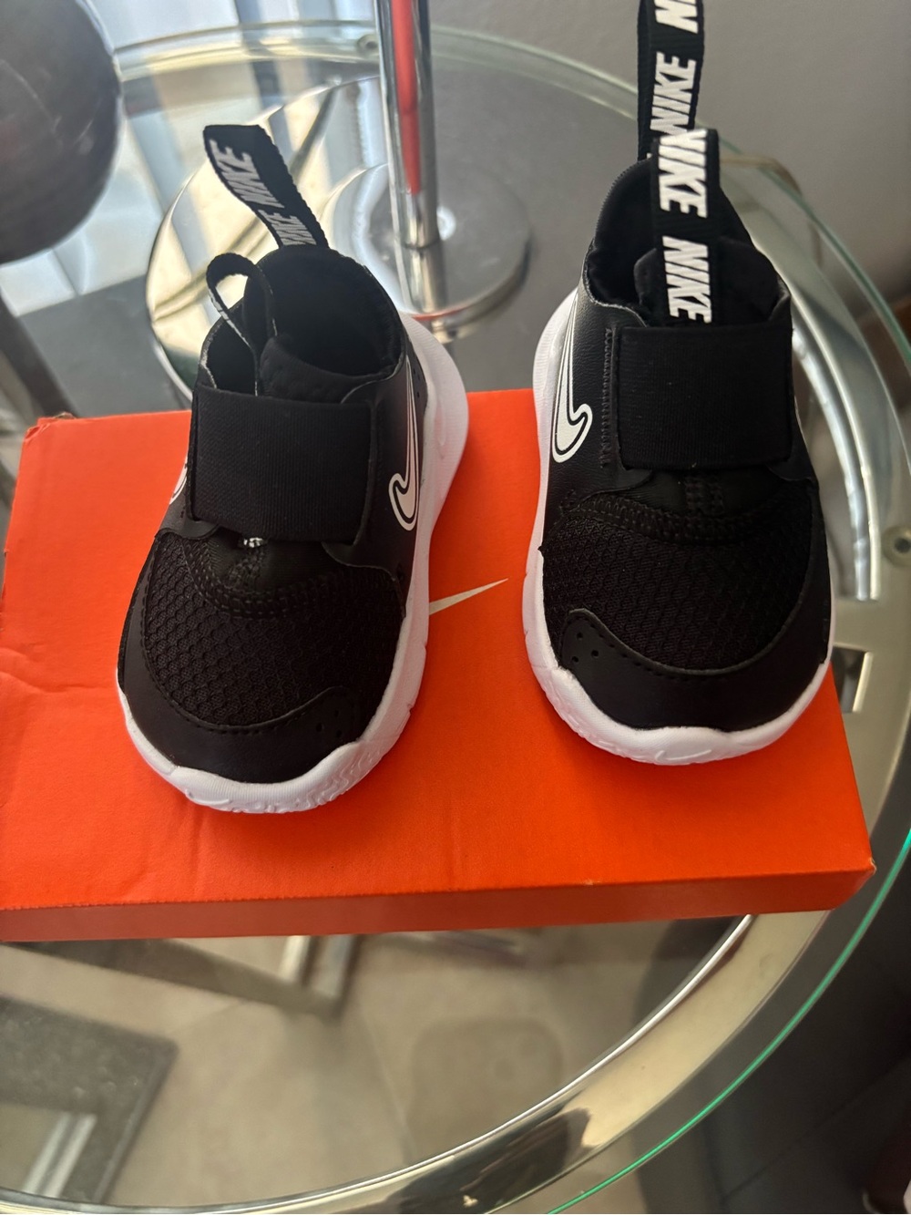 Nike Kids Black and White Hook-and-Loop Slip-On Sneakers